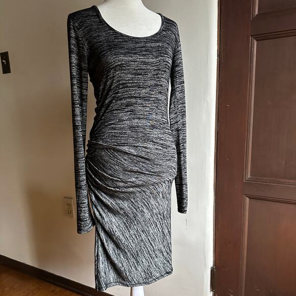 RAG & BONE | Ruched Twist Mini bodycon Dress in Black Heather | Size Small - Picture 2 of 6